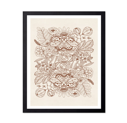 Moths & Snakes Line Art