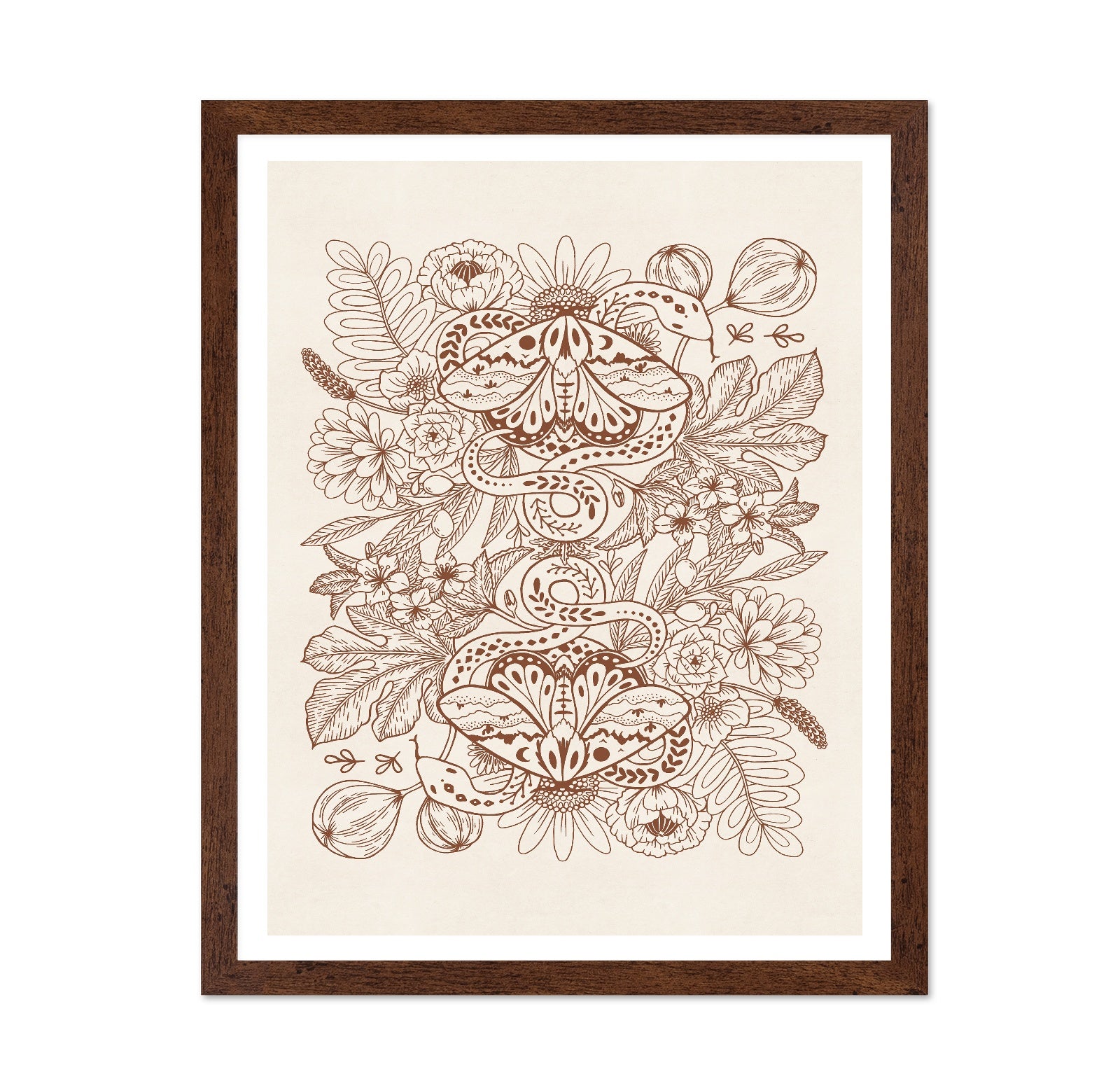 Moths & Snakes Line Art