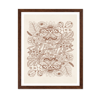 Moths & Snakes Line Art
