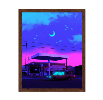 Neon Gas Station Night