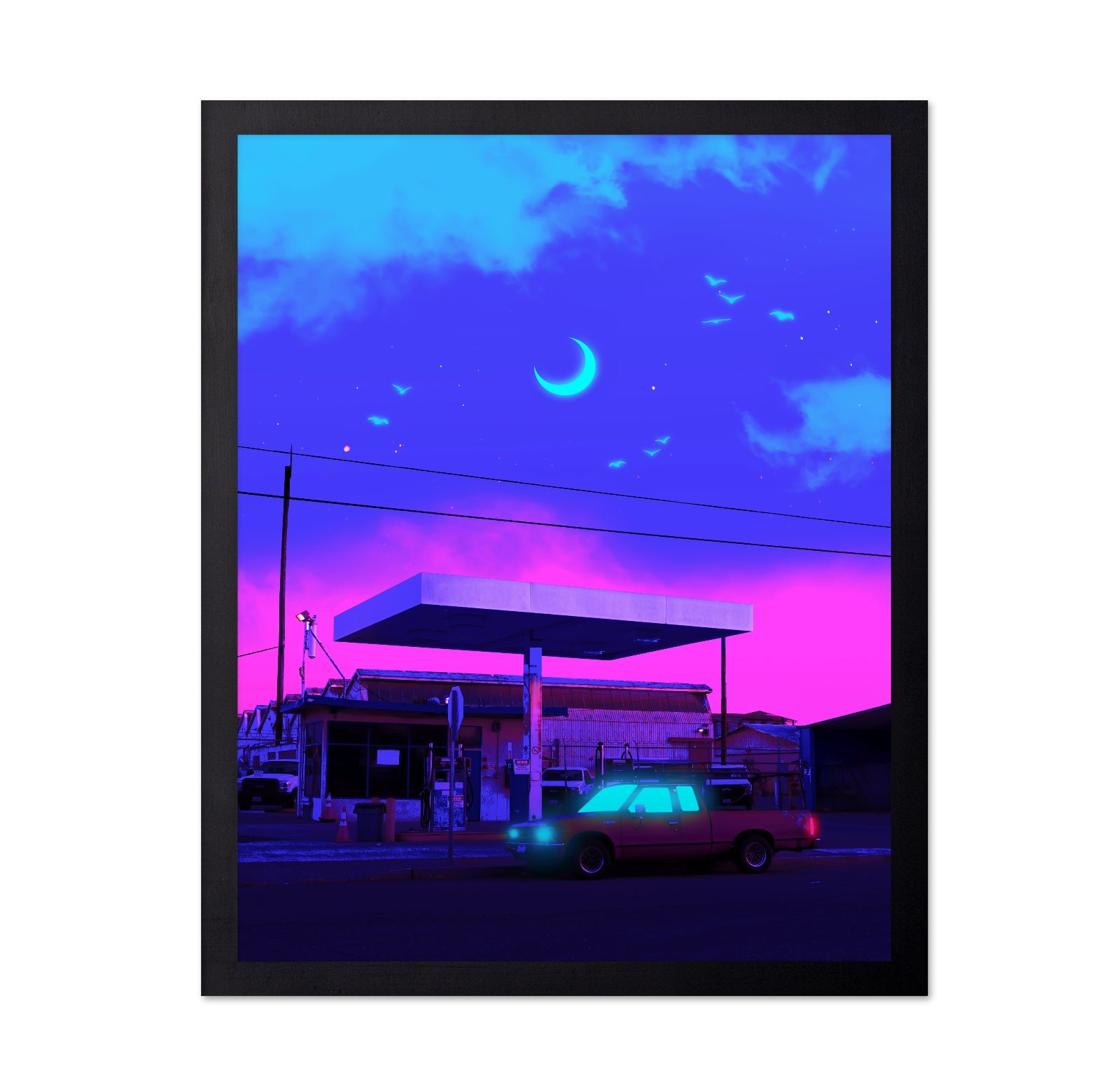 Neon Gas Station Night