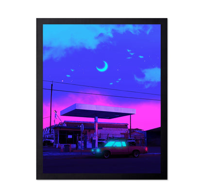 Neon Gas Station Night