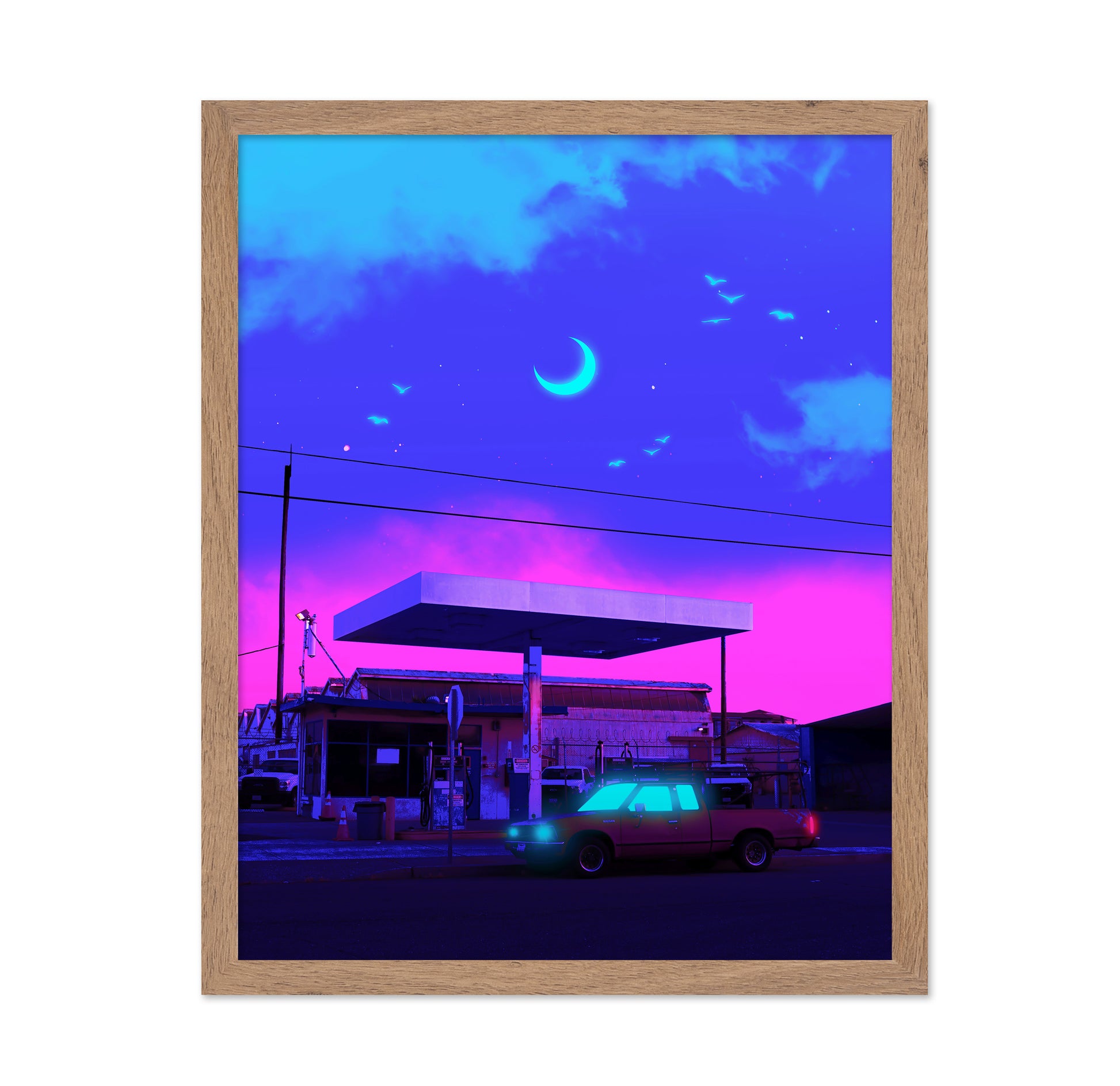 Neon Gas Station Night