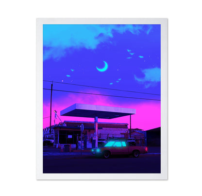 Neon Gas Station Night