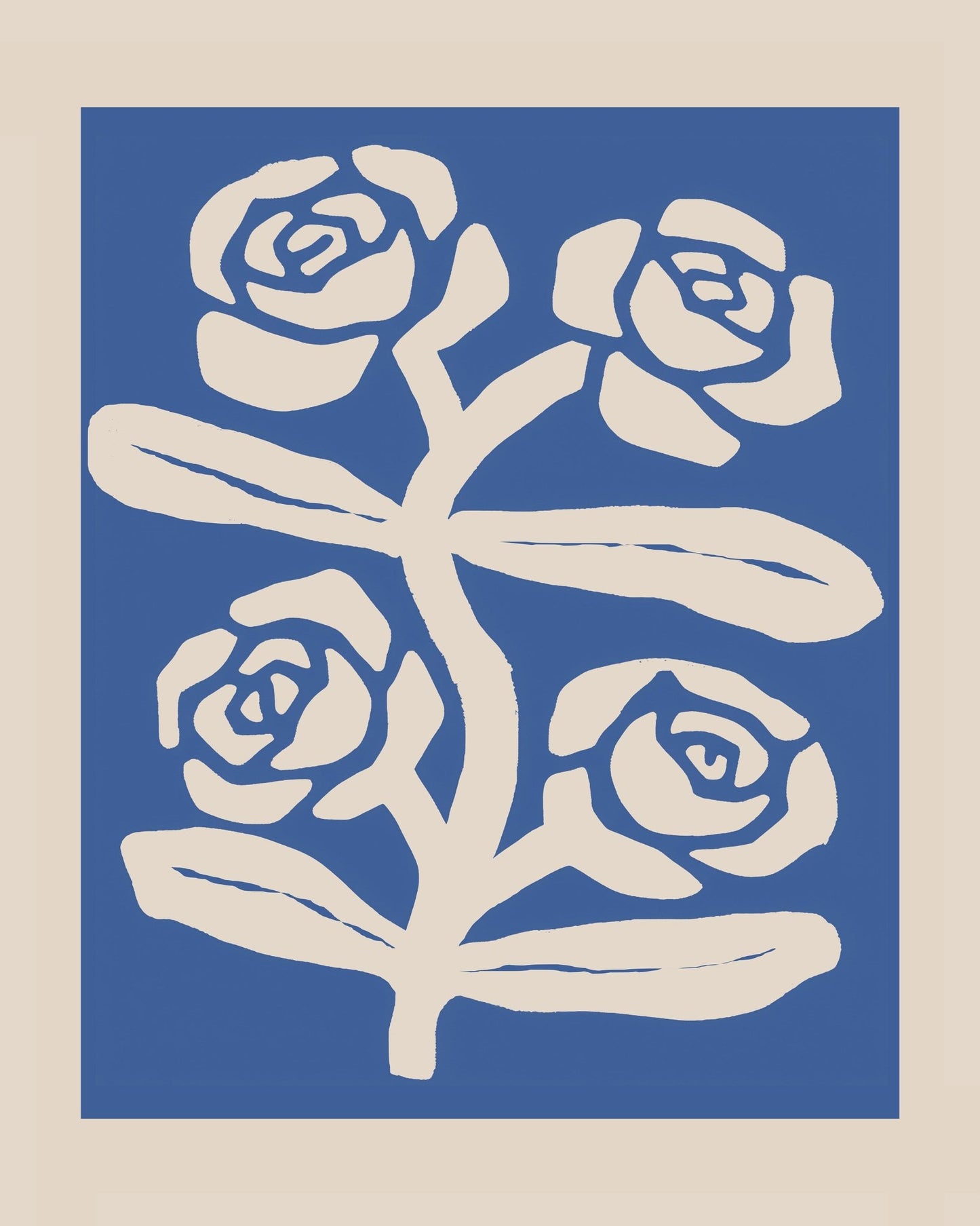 Blue Rose Line Pattern