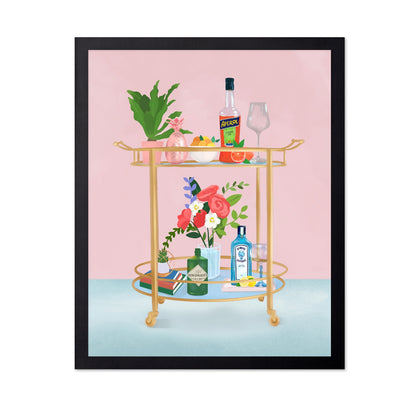 Stylish Bar Cart with Cocktails