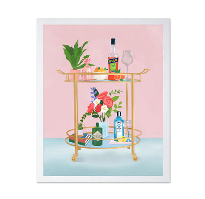 Stylish Bar Cart with Cocktails
