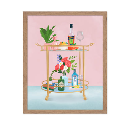 Stylish Bar Cart with Cocktails