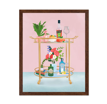 Stylish Bar Cart with Cocktails