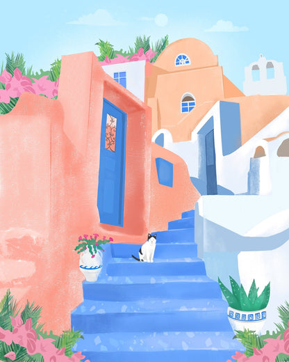 Santorini Blue Steps