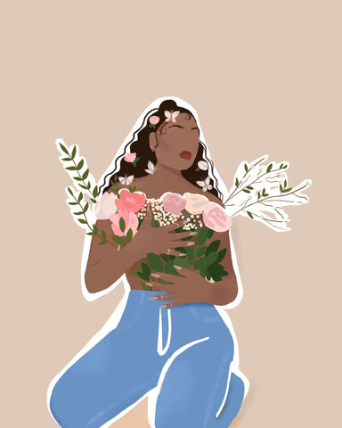 Mocha Woman Floral Portrait