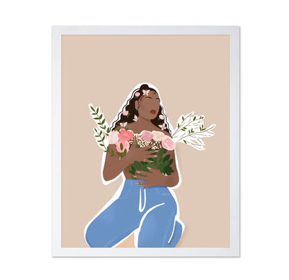 Mocha Woman Floral Portrait
