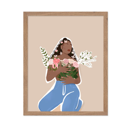 Mocha Woman Floral Portrait