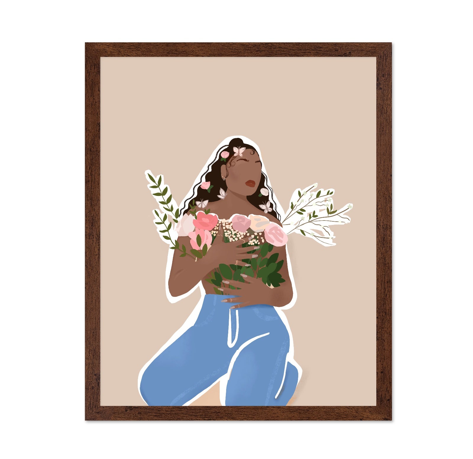 Mocha Woman Floral Portrait