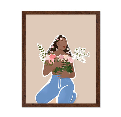Mocha Woman Floral Portrait
