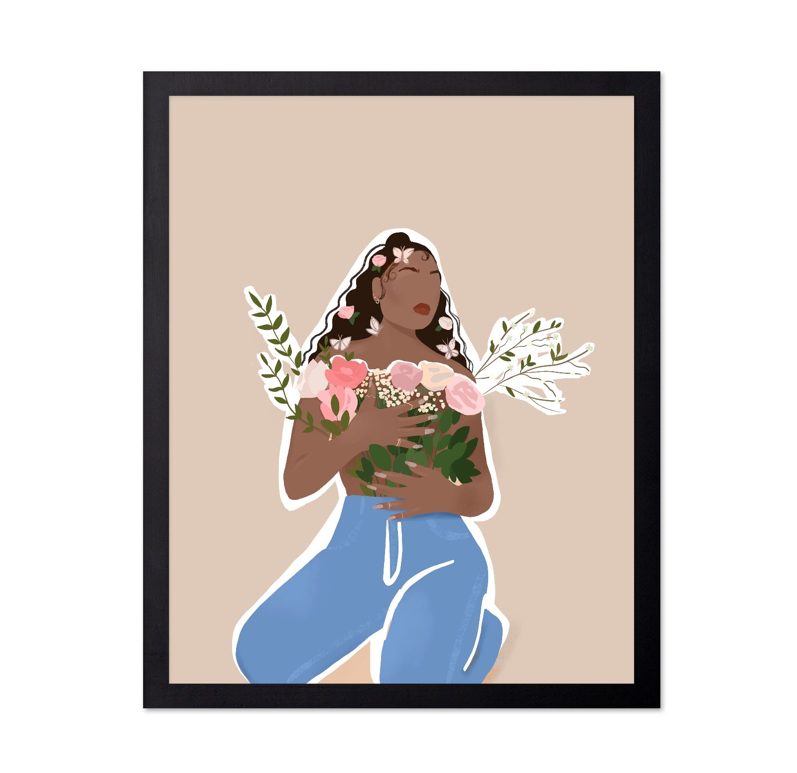 Mocha Woman Floral Portrait