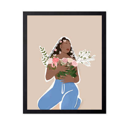 Mocha Woman Floral Portrait