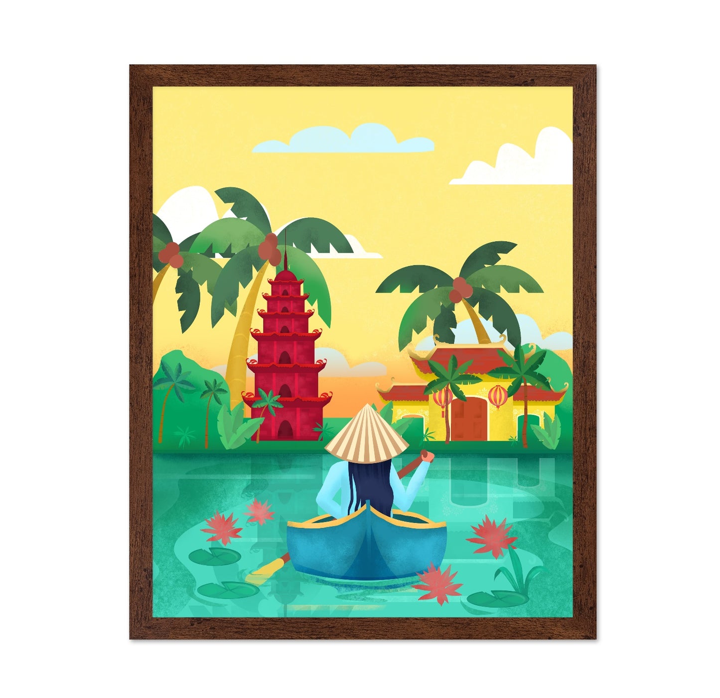 Vietnam River Pagoda Scene