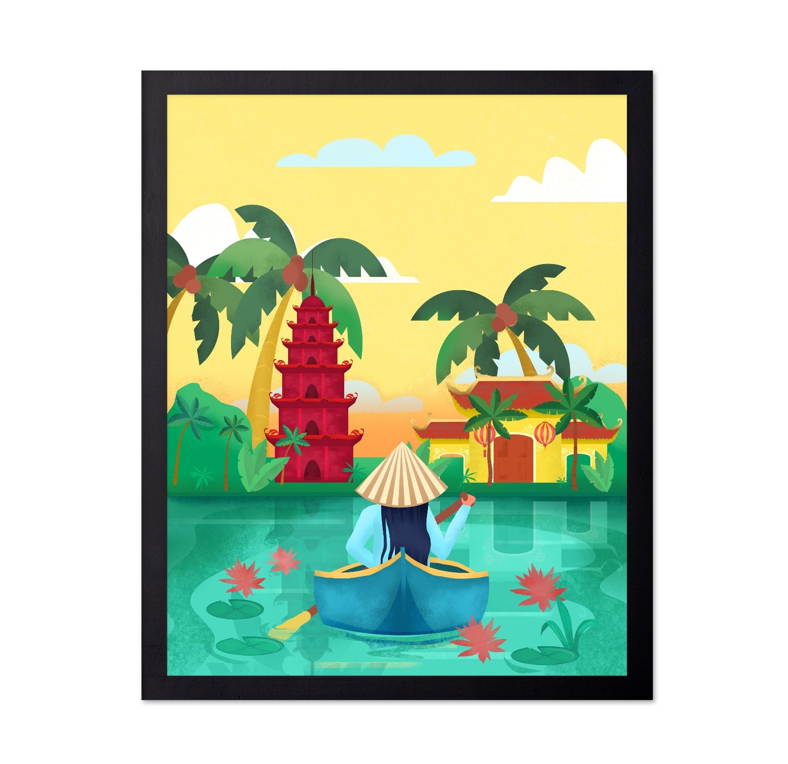 Vietnam River Pagoda Scene