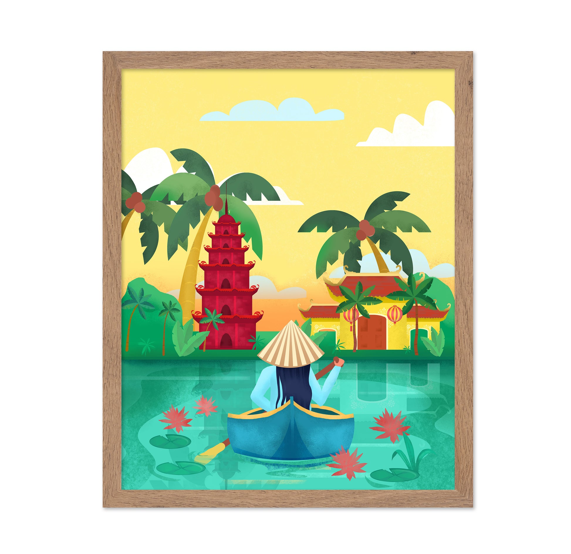 Vietnam River Pagoda Scene
