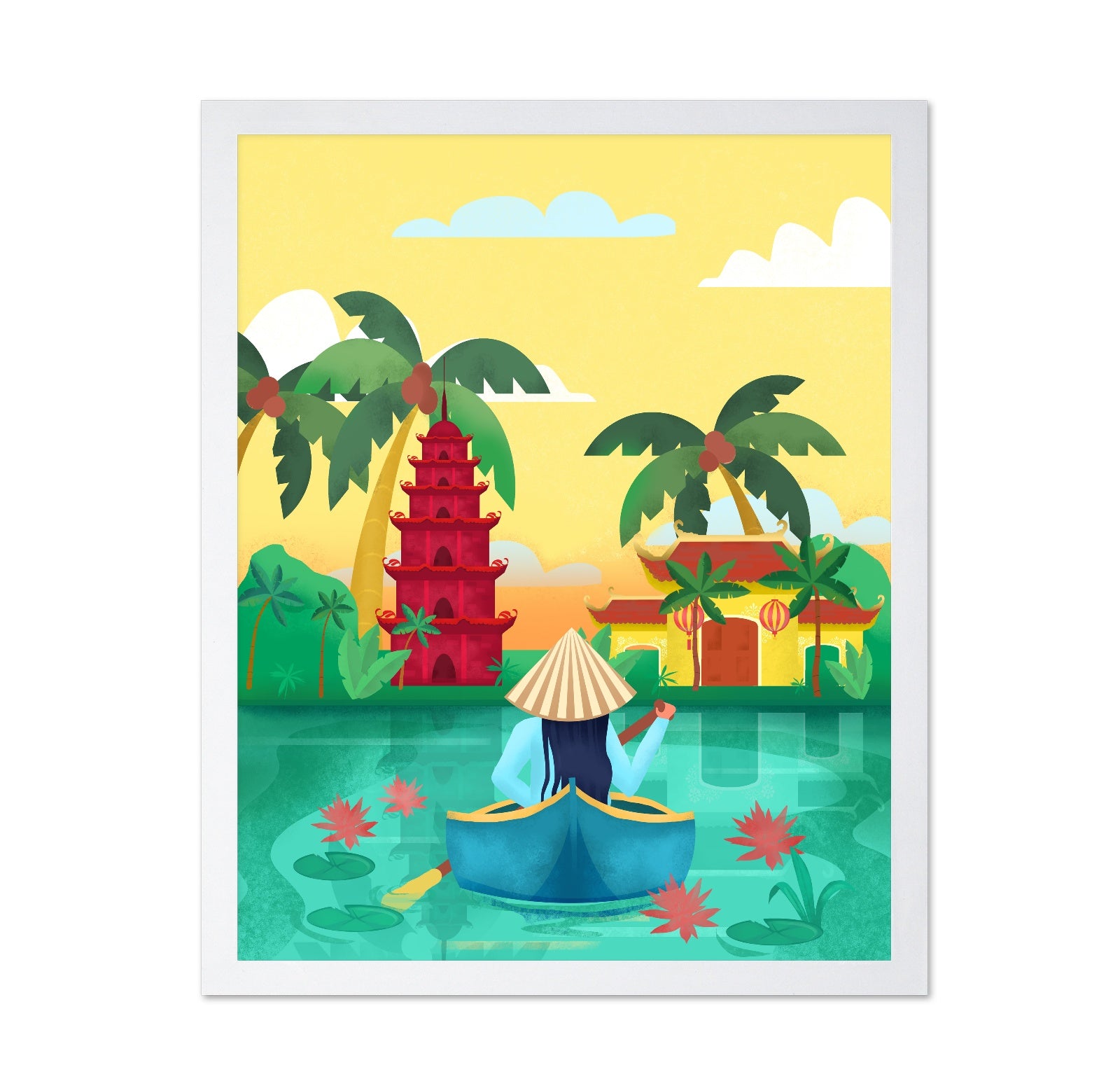 Vietnam River Pagoda Scene
