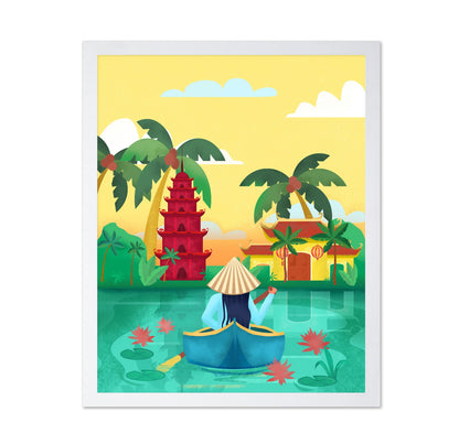 Vietnam River Pagoda Scene