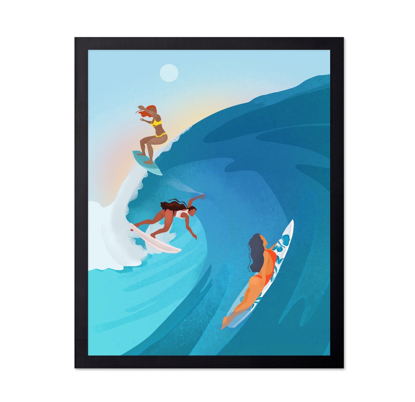 Women Surfing Waves