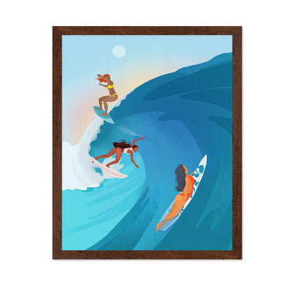 Women Surfing Waves