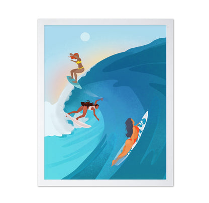 Women Surfing Waves