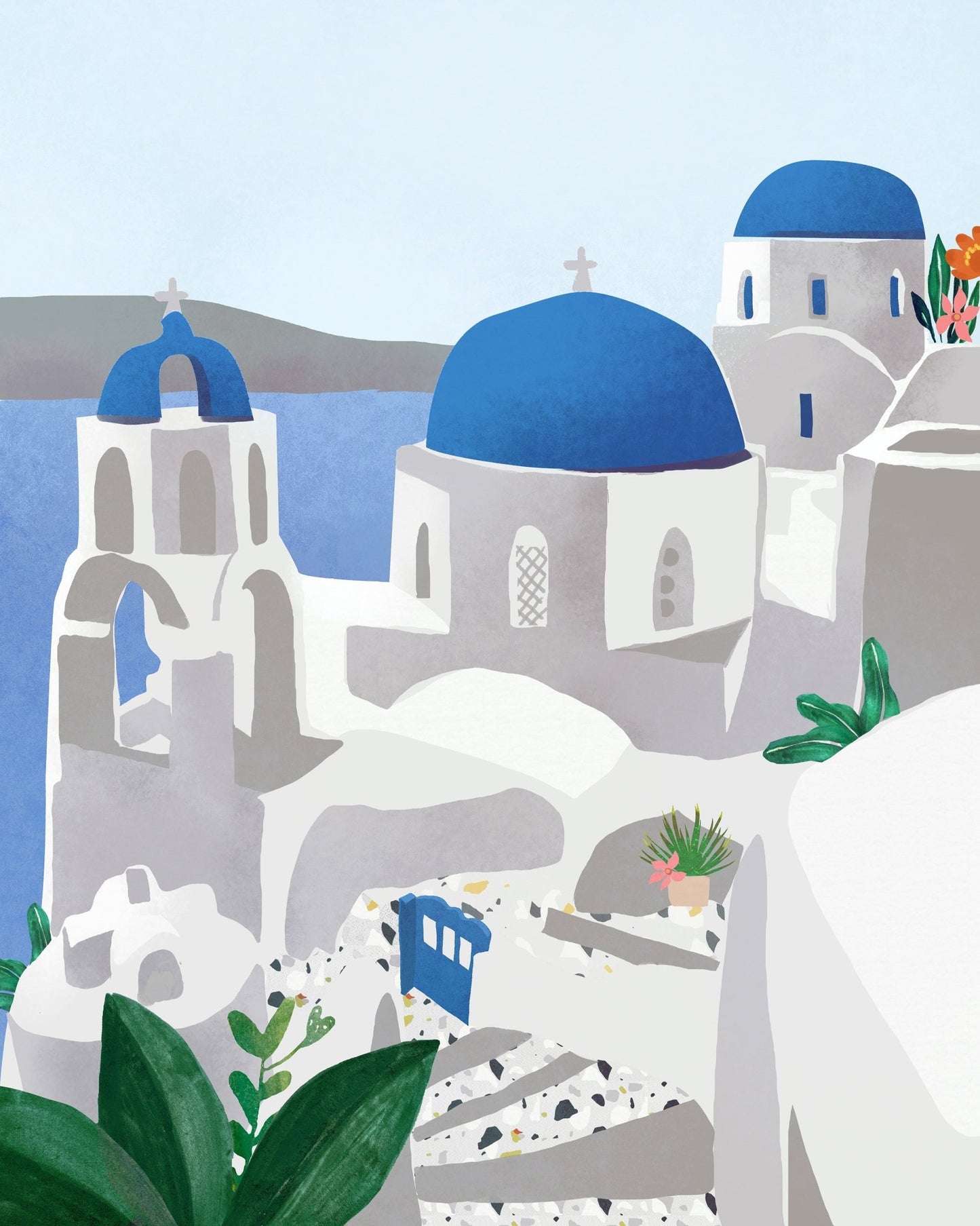 Santorini Blue Domes No3