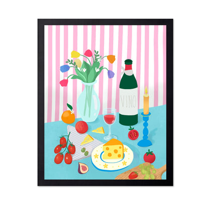 Cheese & Wine Still Life