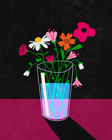 Neon Flowers in Glass