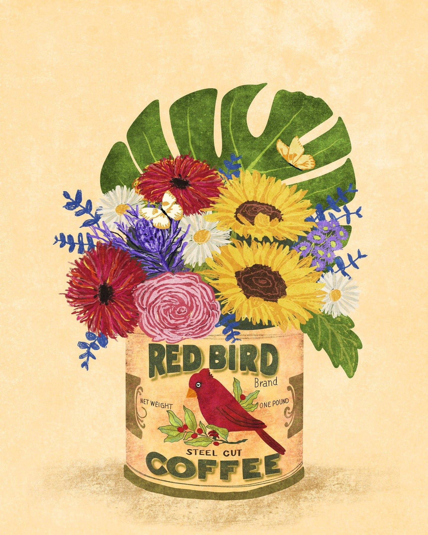 Flowers in Vintage Coffee Can