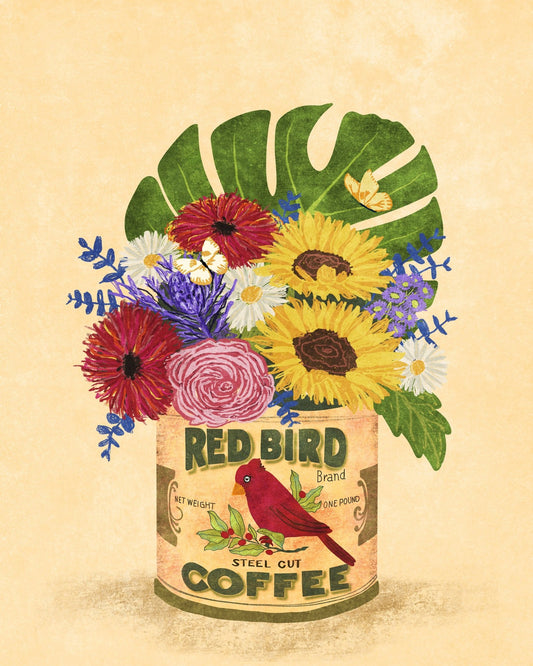 Flowers in Vintage Coffee Can