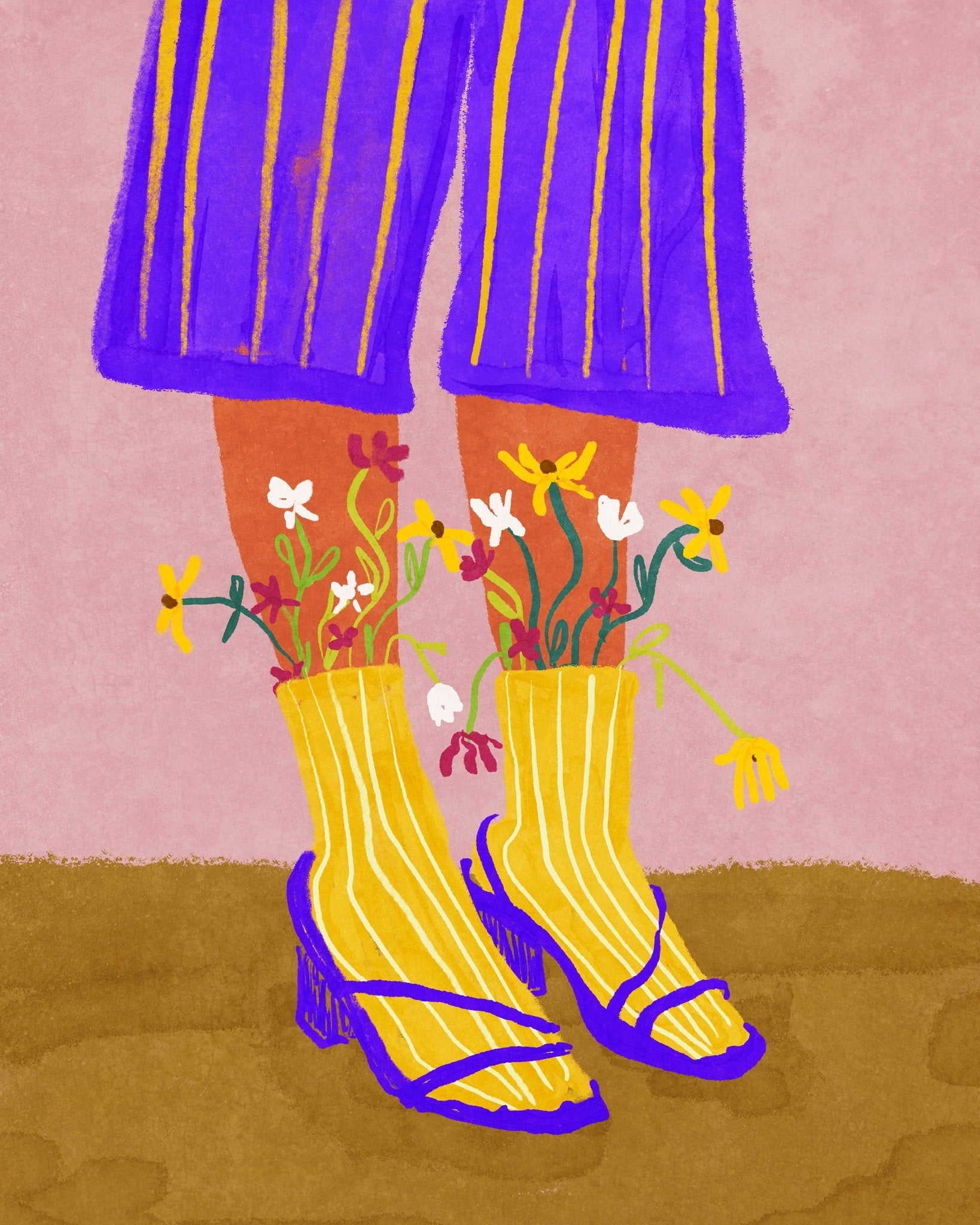 Floral Socks Heels