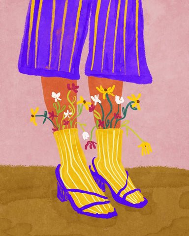 Floral Socks Heels