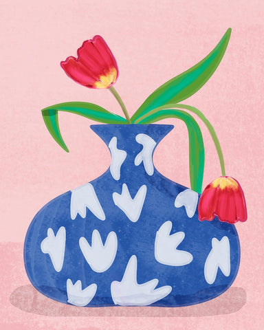 Tulip In Blue Vase