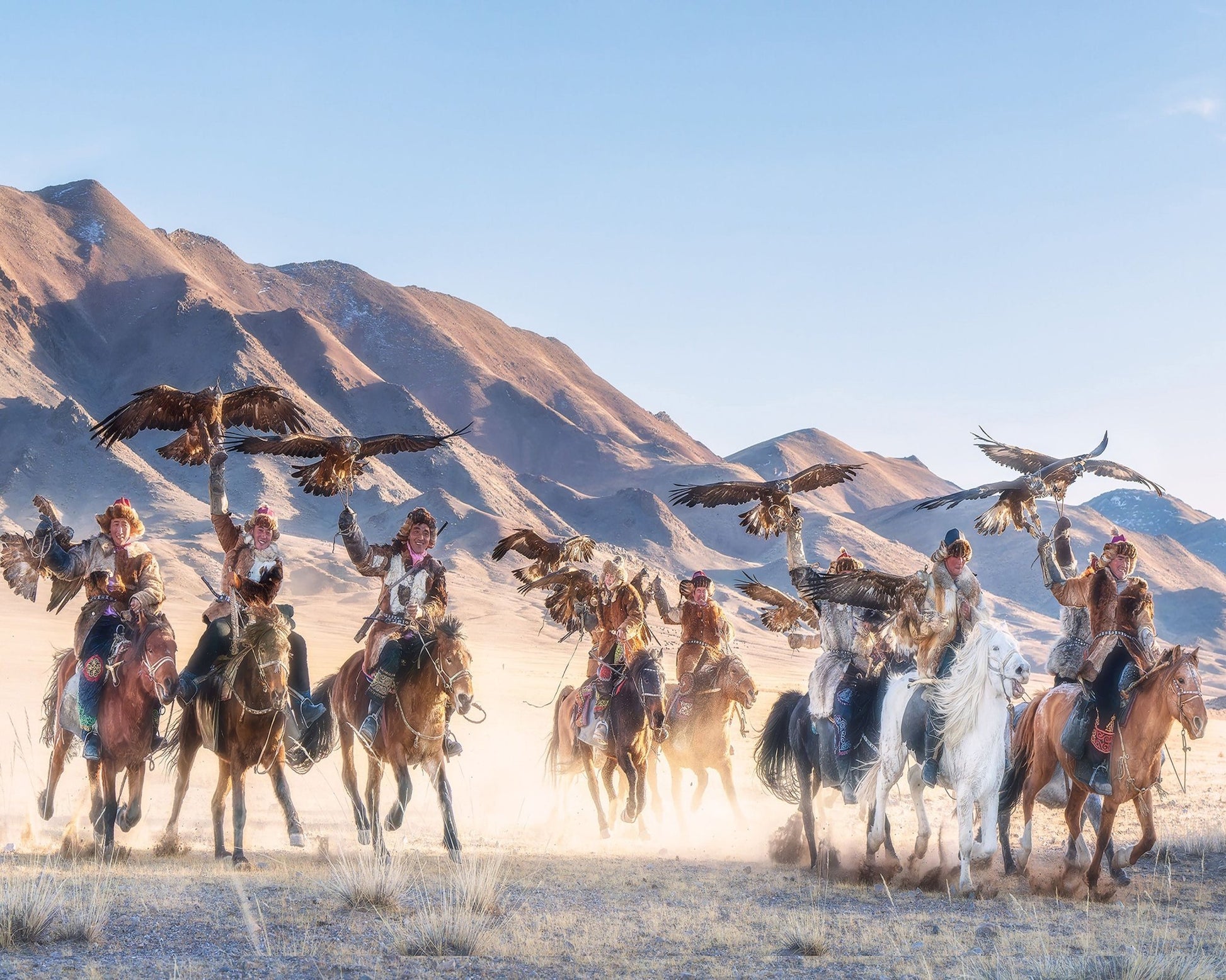 Eagle Hunters On Horseback