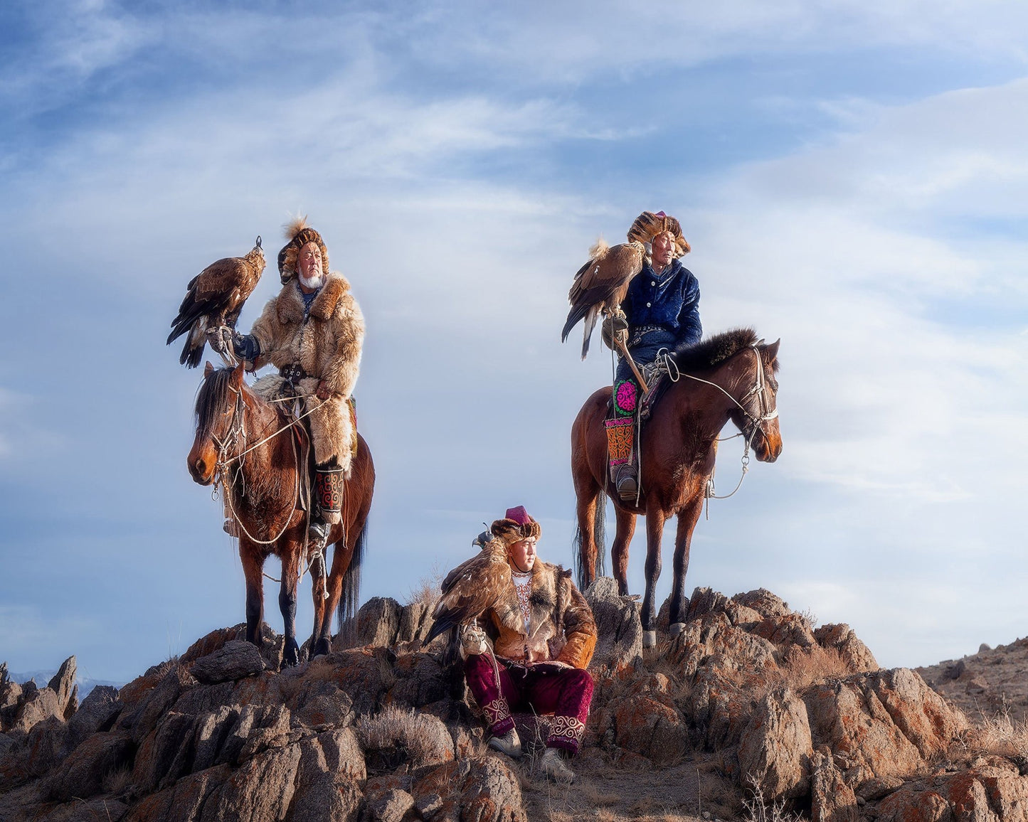 Eagle Hunters On Ridge