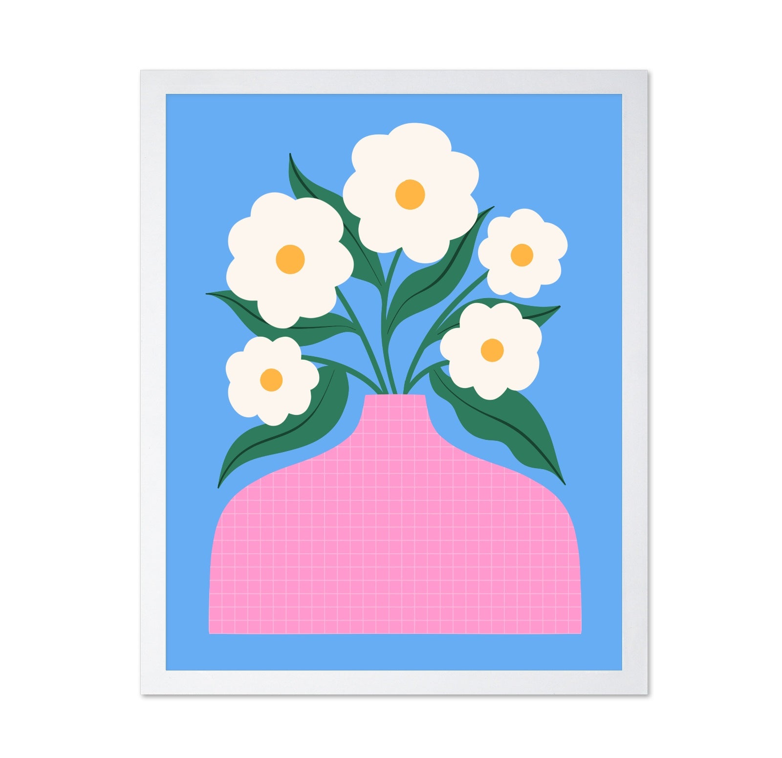White Flowers Pink Vase