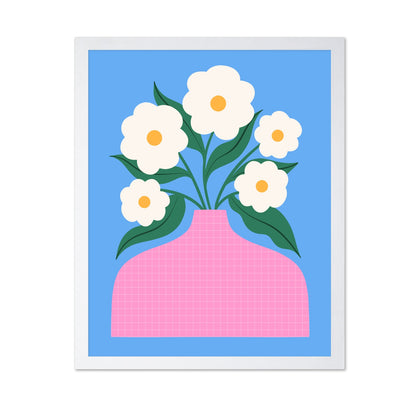White Flowers Pink Vase