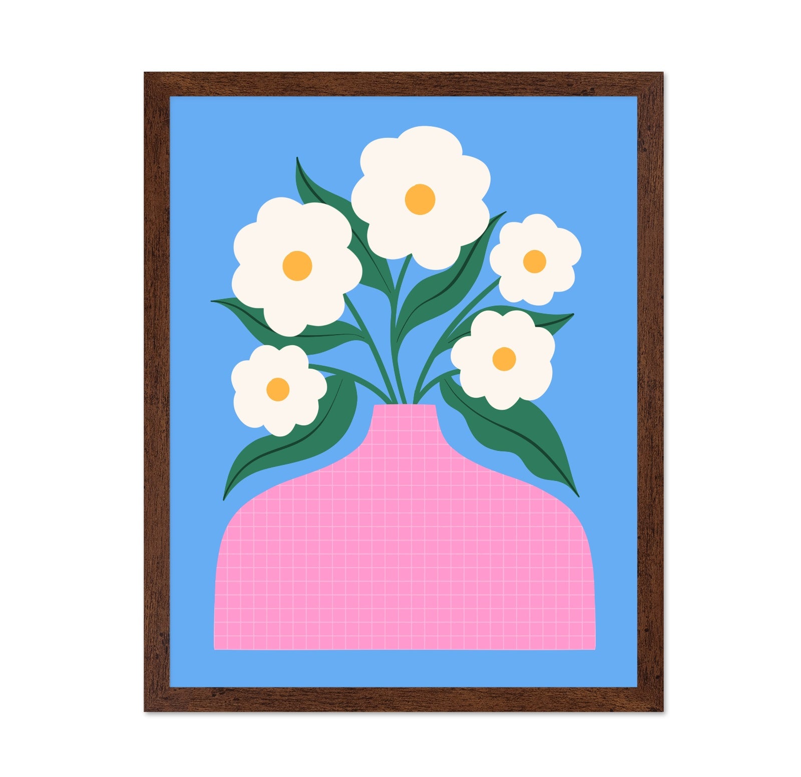 White Flowers Pink Vase