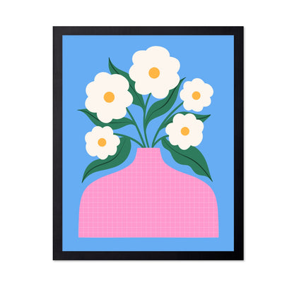White Flowers Pink Vase