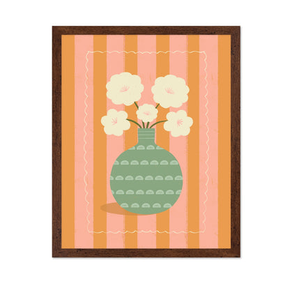 White Flowers Green Vase