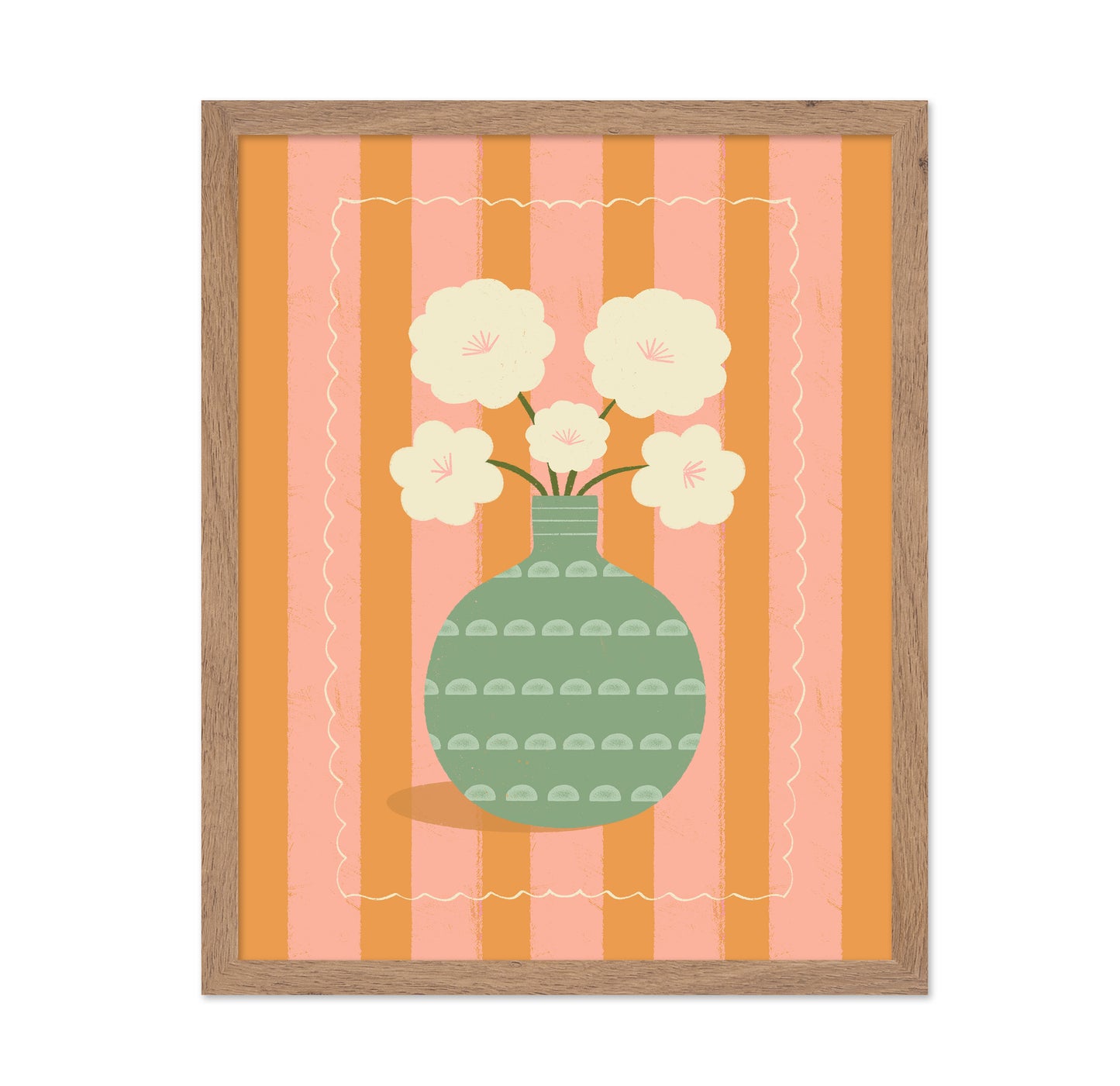 White Flowers Green Vase