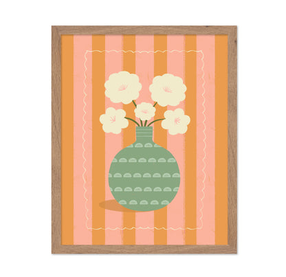 White Flowers Green Vase