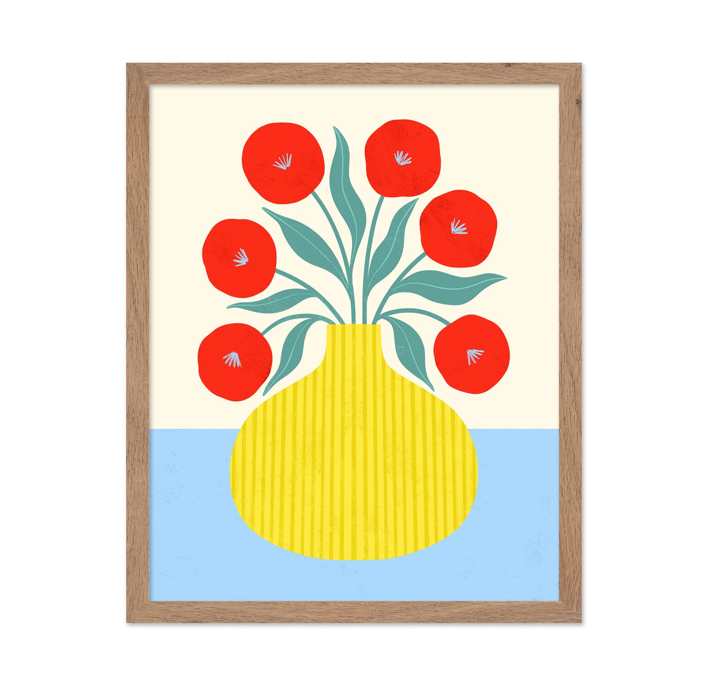 Red Flowers Yellow Vase