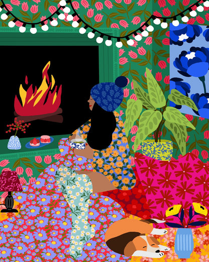 Cozy Fireplace Moment