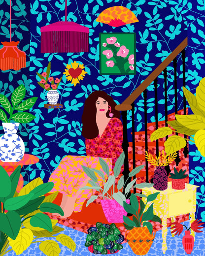 Vibrant Staircase Girl