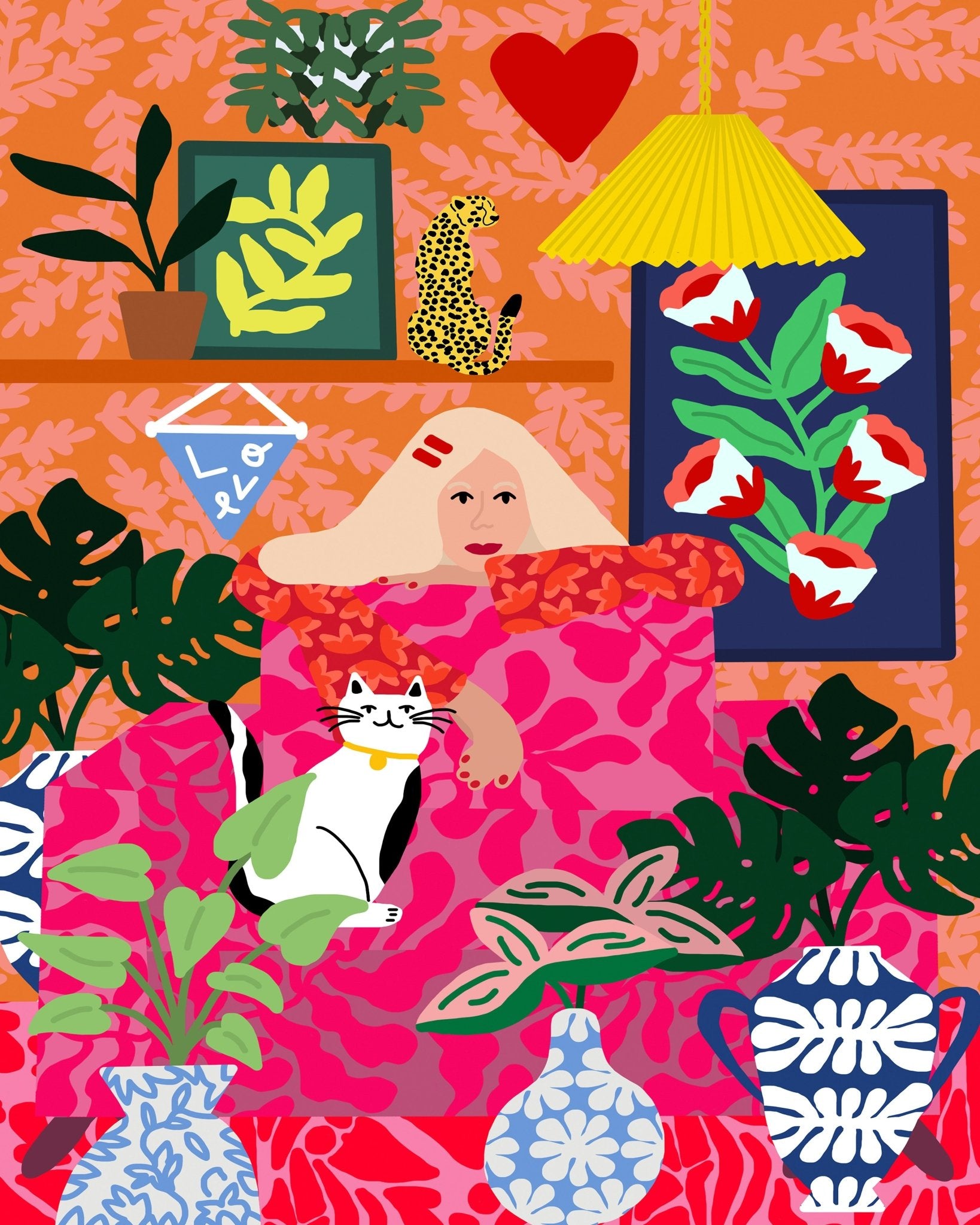 Pink Lounge Cat Lady